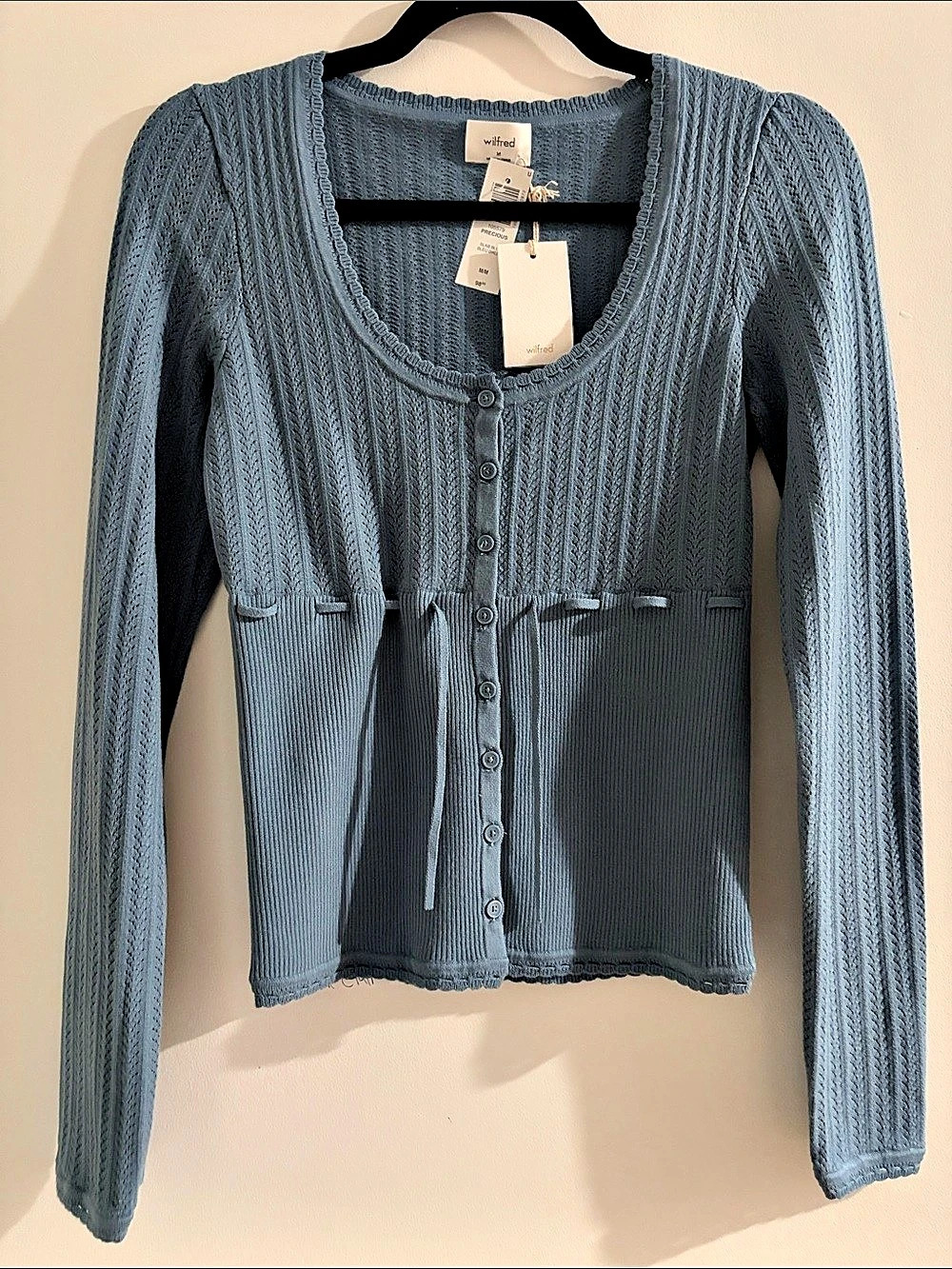 Wilfred Precious Sweater Pointelle Cardigan Blue Medium